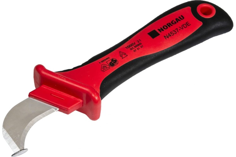 Нож для снятия изоляции диэлектрический Norgau N4537-VDE с загнутым лезвием 215 мм 067367017