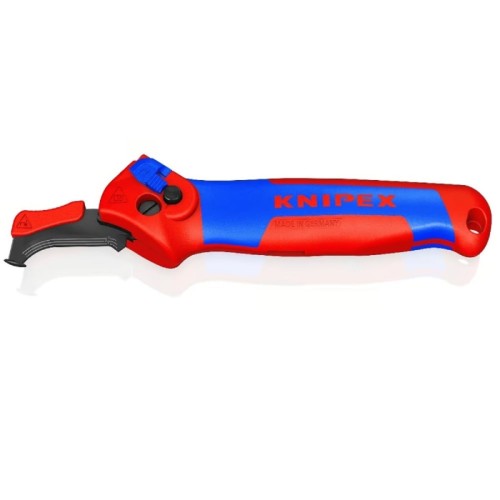 Нож для снятия изоляции KNIPEX KN-1650145SB с "пяткой", с трещоткой, 146 мм, 2К ручка