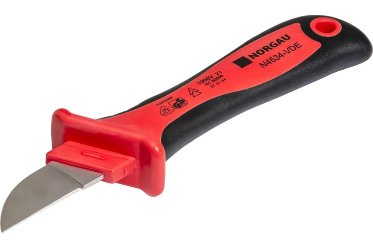 Нож для снятия изоляции диэлектрический Norgau N4534-VDE с прямым лезвием 215 мм 067367014