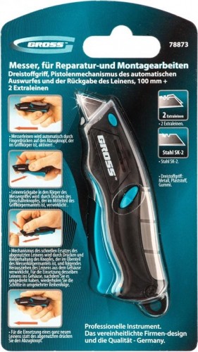 Нож для строительных работ GROSS 100 мм, мини авто выброс/возврат лезвия 78873 - изображение 4