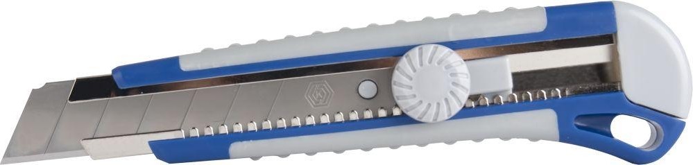 Нож для строительных работ Кобальт 242-168 технический лезвие 25 мм, двухкомпонентный корпус,