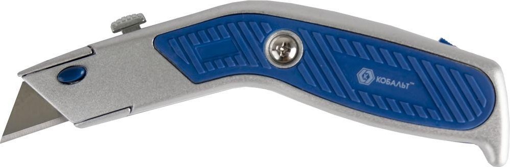 Нож для строительных работ Кобальт 242-090 технический "дельфин", трапециевидные лезвия 19 (3