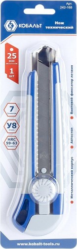 Нож для строительных работ Кобальт 242-168 технический лезвие 25 мм, двухкомпонентный корпус, - изображение 2