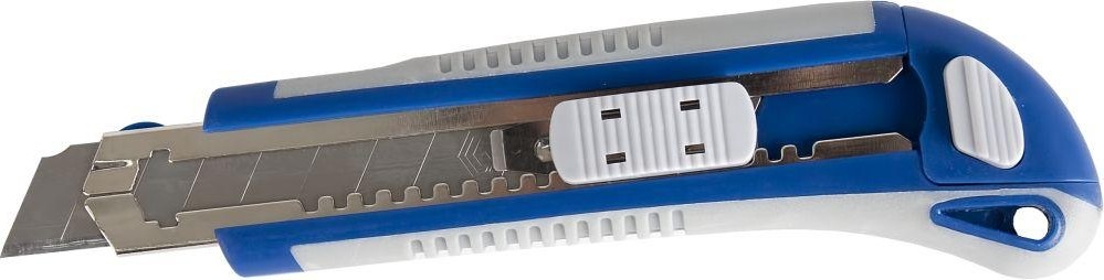 Нож для строительных работ Кобальт 242-120 технический лезвия 18 мм (3 шт.), двухкомпонентный