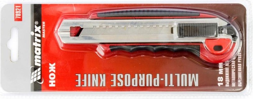 Нож для строительных работ MATRIX 18 мм, нож,  выдвижное лезвие, метал. направляющая, 78921 - изображение 2