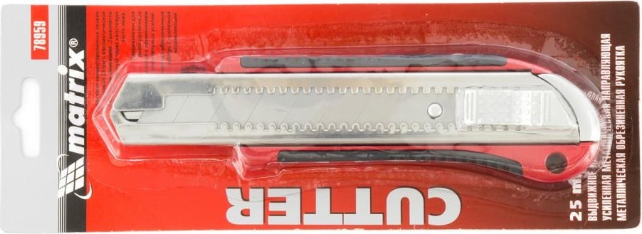Нож для строительных работ MATRIX 25 мм нож, , выдвижное лезвие, усиленная метал. нап 78959 - изображение 2