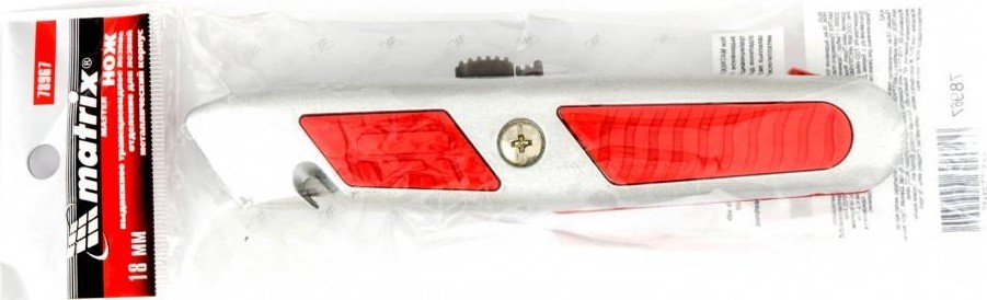 Нож для строительных работ MATRIX  нож, выдвижное трапециевидное лезвие, отделение лезвий, метал.кор 78967 - изображение 2