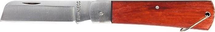 Нож для строительных работ Sparta 200 мм складной, прямое лезвие, деревянная ручка 78998