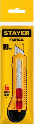 Нож для строительных работ STAYER FORCE упрочненный из абс пластика со сдвижным фиксатором 0911_z01 - изображение 3