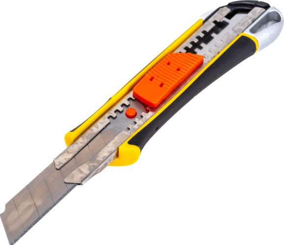 Нож для строительных работ STAYER KSM-18A металлический с автостопом сегмент. лезвия 18 мм, 09143_z01 - изображение 3