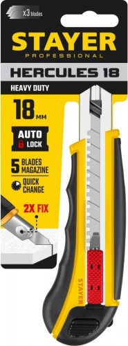 Нож для строительных работ STAYER HERCULES-18 с автозаменой и автостопом с доп. фиксатором 3 сег 09165_z01 - изображение 5