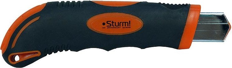Нож для строительных работ Sturm 1076-08-05 18мм, автомат. смена лезвий, 3 лезвия, доп. фиксат - изображение 2