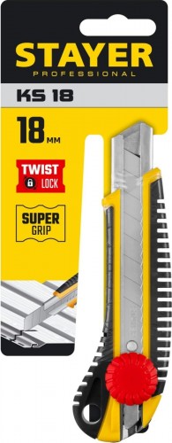 Нож для строительных работ STAYER KS-18 с винтовым фиксатором сегмент. лезвия 18 мм, 09161_z01 - изображение 2