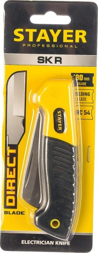 Нож для строительных работ STAYER SK-R монтерский, складной, прямое лезвие, professional 45408