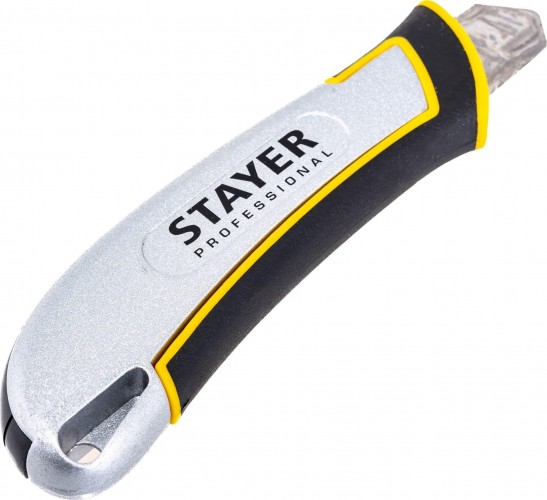 Нож для строительных работ STAYER KSM-18A металлический с автостопом сегмент. лезвия 18 мм, 09143_z01 - изображение 4