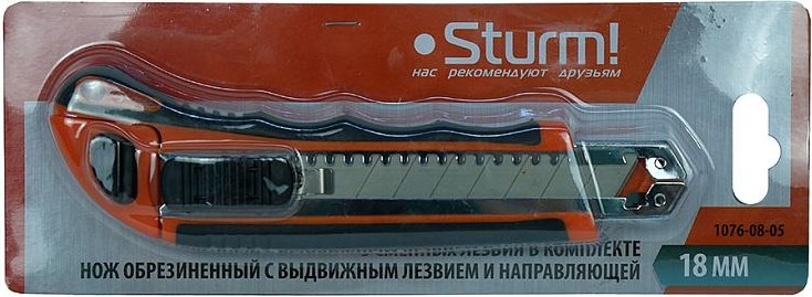 Нож для строительных работ Sturm 1076-08-05 18мм, автомат. смена лезвий, 3 лезвия, доп. фиксат - изображение 5