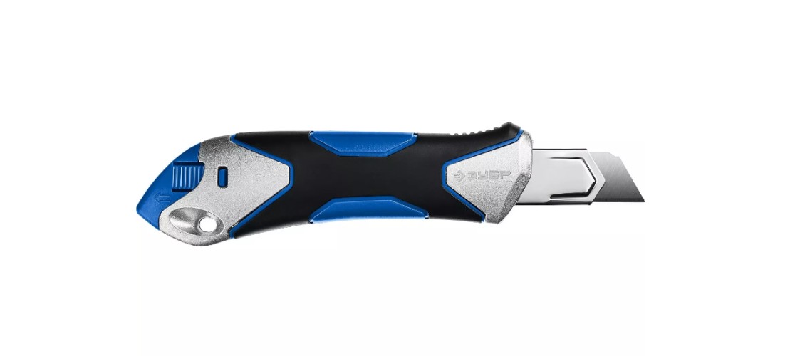 Нож для строительных работ ЗУБР Титан металлический обрезиненный с винтовым фиксатором с 09178_z01 - изображение 2