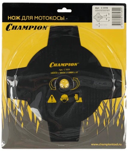 Нож для травы CHAMPION C5119 жесткой 4/250/20,0 (тип а) (343f,fs300,350,400,450 - изображение 4
