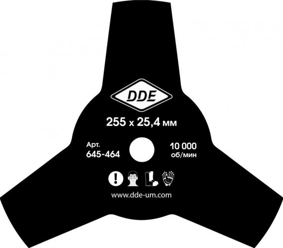 Нож для триммера DDE GRASS CUT 3-х лопастной (255х25,4 мм) 645-464 - изображение 2