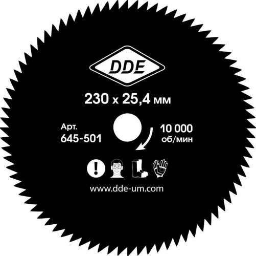 Нож для триммера DDE WOOD CUT (230х25,4 мм; 60 зубьев) 645-501 - изображение 2