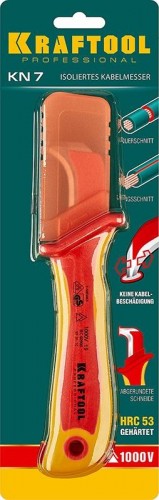 Нож монтерский KRAFTOOL KN-7 нож электрика с "пяткой", изогнутый, 45400 - изображение 3