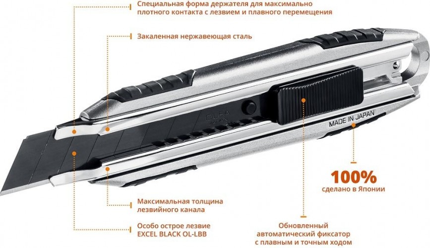 Нож Olfa OL-MXP-AL x-design autolok фиксатор, 18 мм OL-MXP-AL