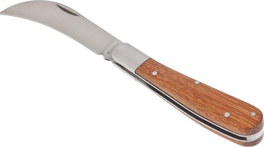 Нож прививочный PALISAD 170 мм садовый складной, изогнутое лезвие, деревянная рук 79001 - изображение 3