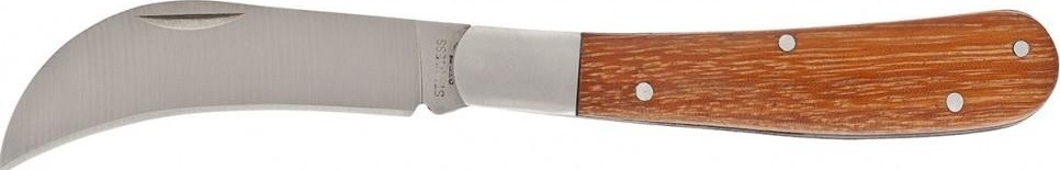 Нож прививочный PALISAD 170 мм садовый складной, изогнутое лезвие, деревянная рук 79001