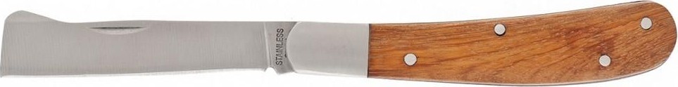 Нож прививочный PALISAD 173 мм садовый складной, копулировочный, деревянная рукоя 79002