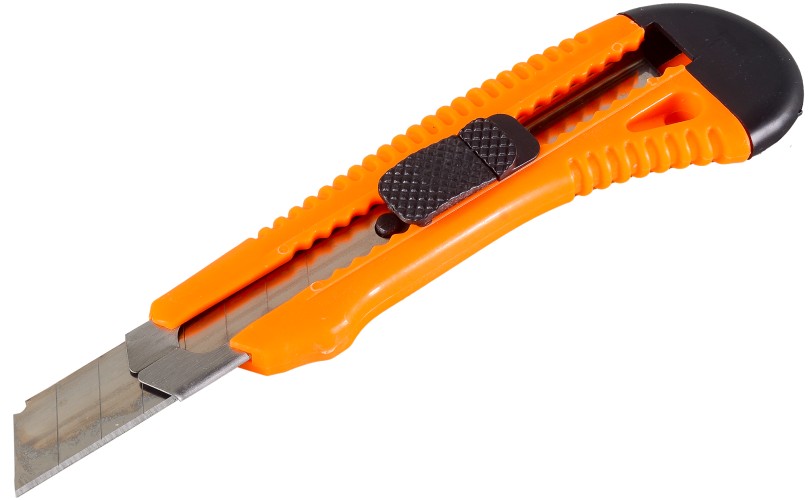 Нож с выдвижным лезвием ВИХРЬ 18 мм пластиковый корпус 73/10/10/2