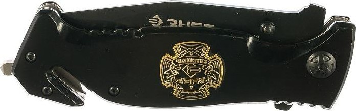 Нож складной "ЭКСПЕРТ" ЗУБР СПАСАТЕЛЬ серрейтор. заточка, наконечник д/стекол, 200мм 47707_z01 - изображение 2