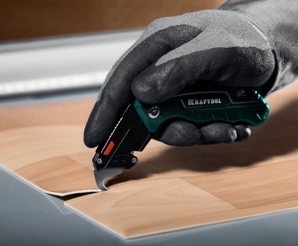 Нож складной KRAFTOOL KOMPAKT-А24 с трапециевидным лезвием 09242 - изображение 5