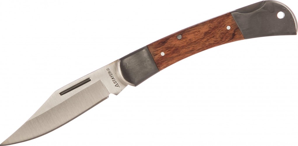 Нож складной STAYER MASTER с деревянными вставками, средний 47620-1_z01 47620-1_z01