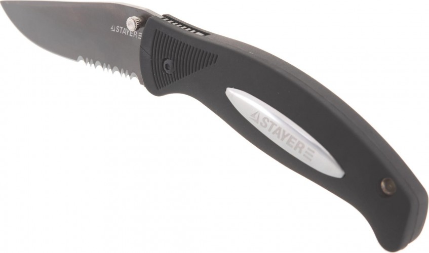 Нож складной STAYER PROFI серрейторная заточка, 47623 47623 - изображение 3