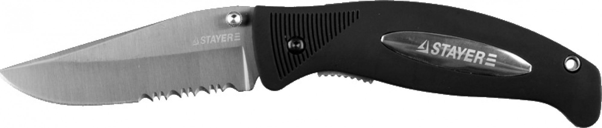 Нож складной STAYER PROFI серрейторная заточка, 47623 47623