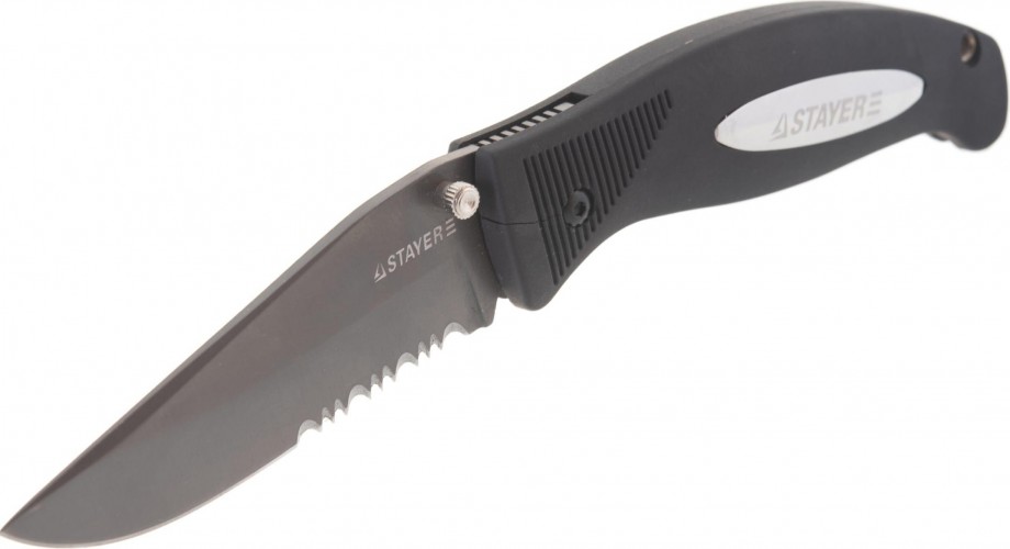 Нож складной STAYER PROFI серрейторная заточка, 47623 47623 - изображение 2
