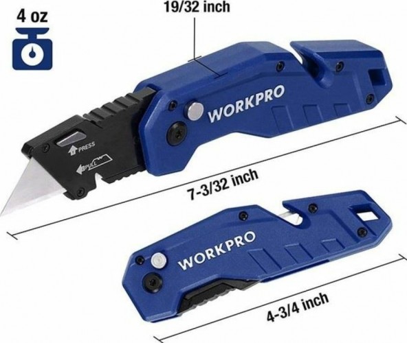 Нож складной WORKPRO WP211008 со сменными лезвиями - изображение 3