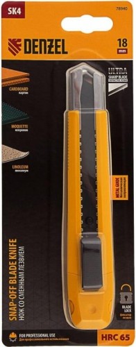 Нож строительный Denzel 78 940 18 мм, сменное лезвие, SK4 78940 - изображение 5