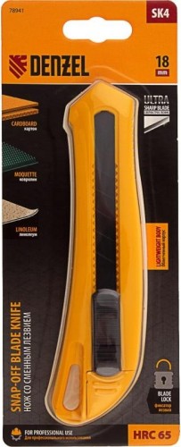Нож строительный Denzel 78 941 18 мм, сменное лезвие, SK4, облегченный корпус 78941 - изображение 5