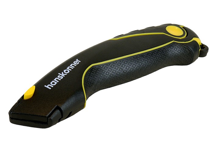Нож строительный HANSKONNER HK1076-01-P2 трапециевидное лезвие, 4 доп. лезвия, sk2, tpr рук - изображение 3