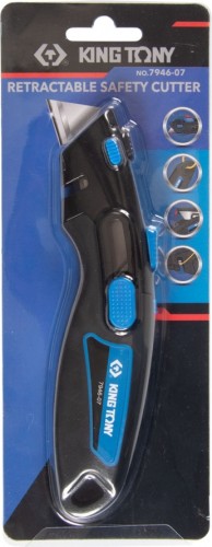 Нож строительный KING TONY 7946-07 со сменными трапециевид. лезвиями, 19 мм - изображение 3