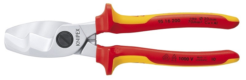 Ножницы для резки кабеля диэлектрические KNIPEX KN-9516200SB VDE с двойными режущими кромками