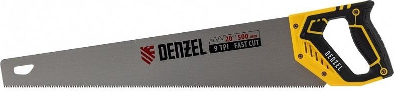 Ножовка по дереву Denzel 9 TPI 500 мм, зуб 3d, двухкомп. рукоятка 24147