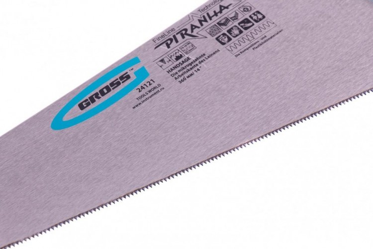 Ножовка по дереву GROSS 360 мм для работы с ламинатом tpi,зуб-2d,каленый зуб,плас 24121 - изображение 3