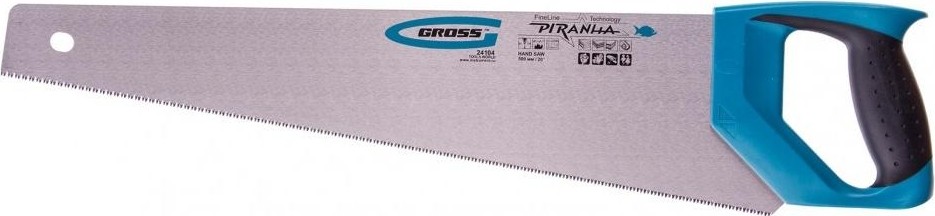 Ножовка по дереву GROSS 500 мм "piranha", 11-12 tpi, зуб-3d, каленый зуб, 2-х ком 24104