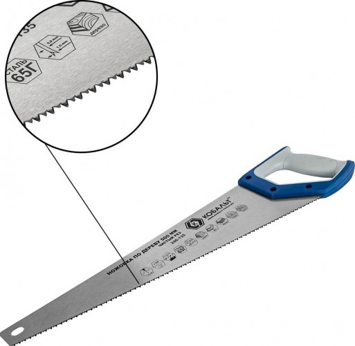 Ножовка по дереву Кобальт 246-135 500 мм, закаленный зуб, 3d-заточка, двухк. рукоятк - изображение 3