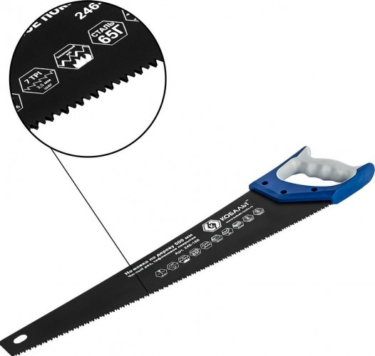 Ножовка по дереву Кобальт 246-166 500 мм, тефлоновое покрытие закал. зуб, 3d-заточка - изображение 4
