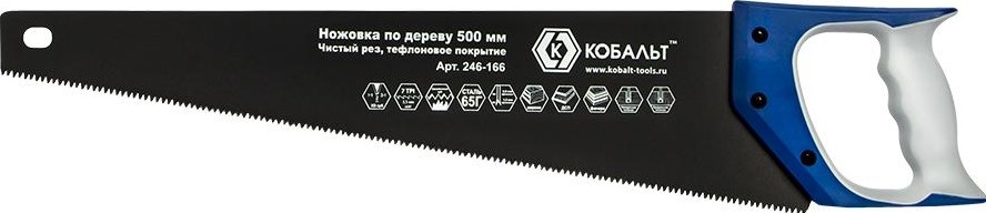 Ножовка по дереву Кобальт 246-166 500 мм, тефлоновое покрытие закал. зуб, 3d-заточка - изображение 2