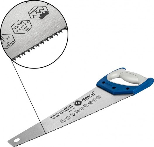 Ножовка по дереву Кобальт 248-795 400 мм, закаленный зуб, 3d-заточка, двухк. рукоятк - изображение 3