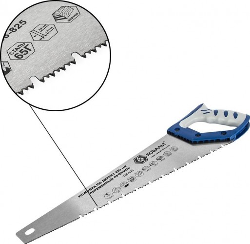Ножовка по дереву Кобальт 248-825 450 мм, зак. зуб, 3d-заточка, двухк. рукоятка. - изображение 4